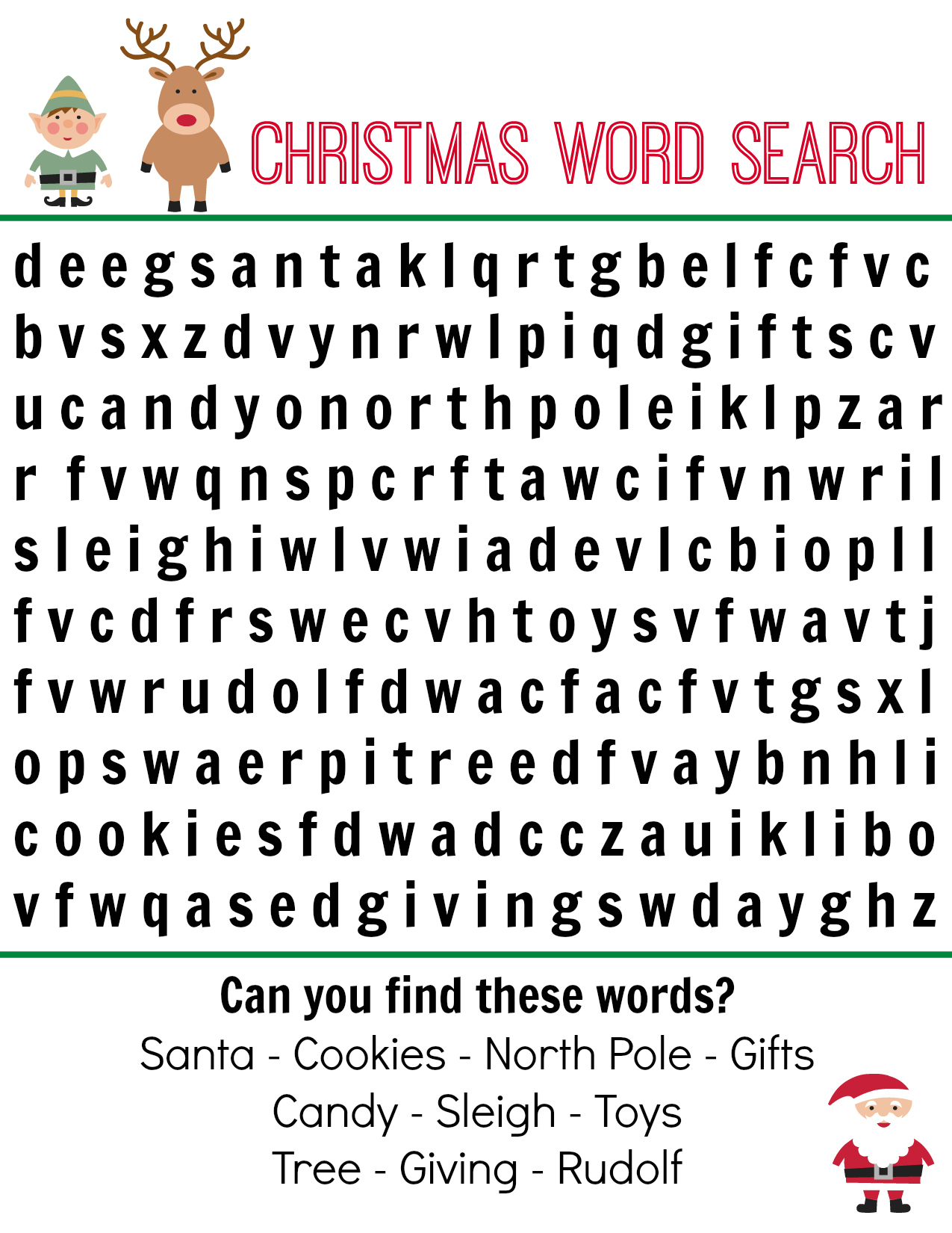Free Christmas Word Search Printable For Kids