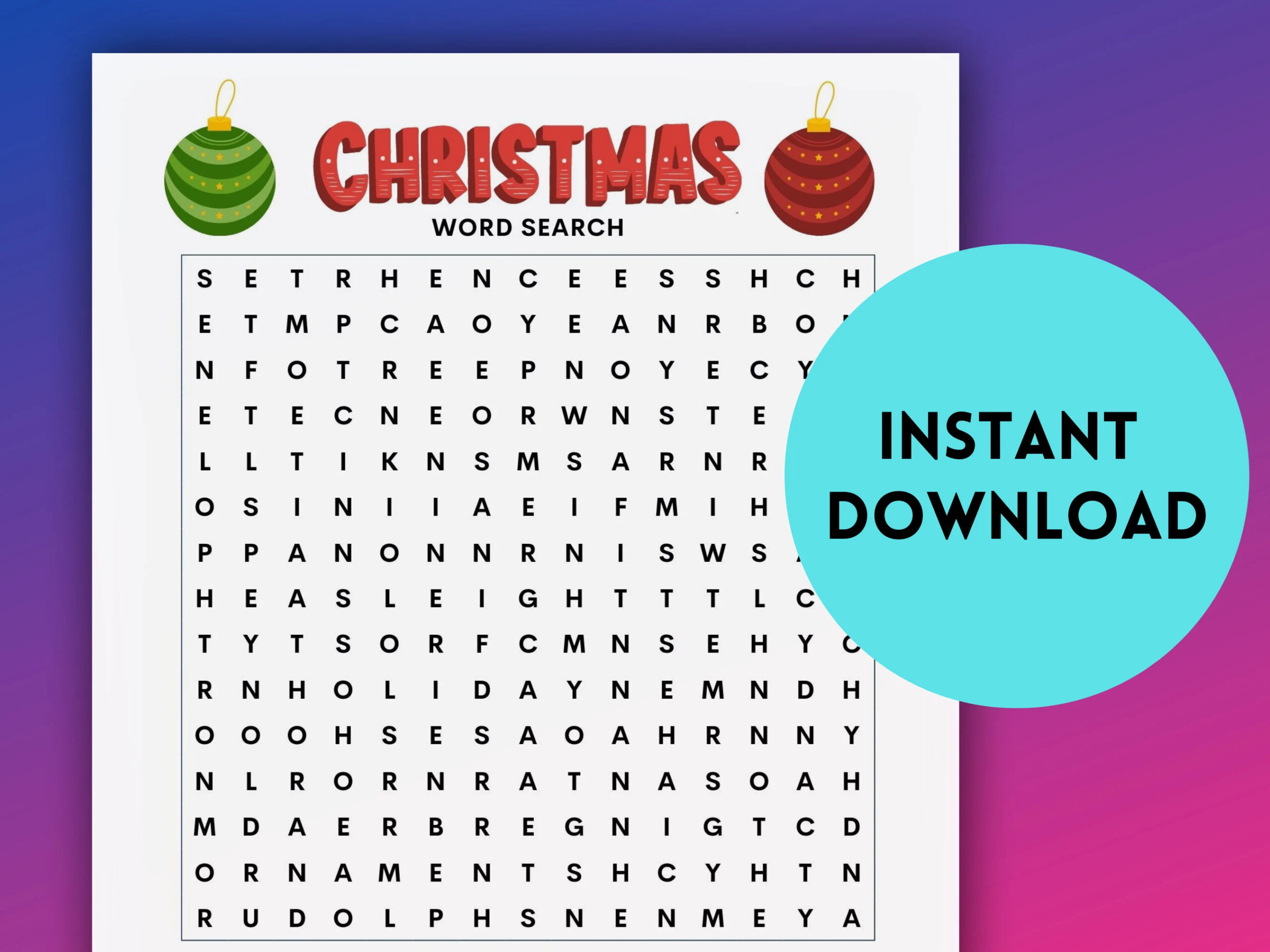 Christmas Word Search Instant Download Printable Activity Etsy Christmas Word Search Instant Download Printable Activity Etsy