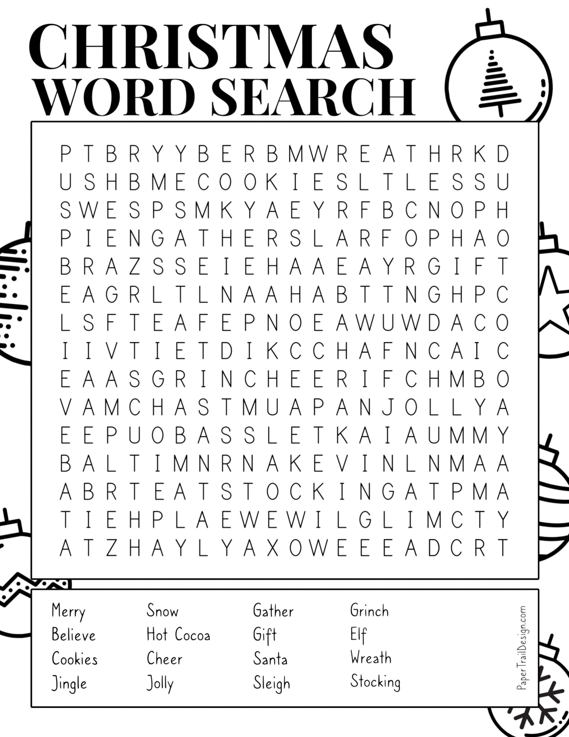 Christmas Word Search Printable Paper Trail Design Christmas Word Search Printable Paper Trail Design