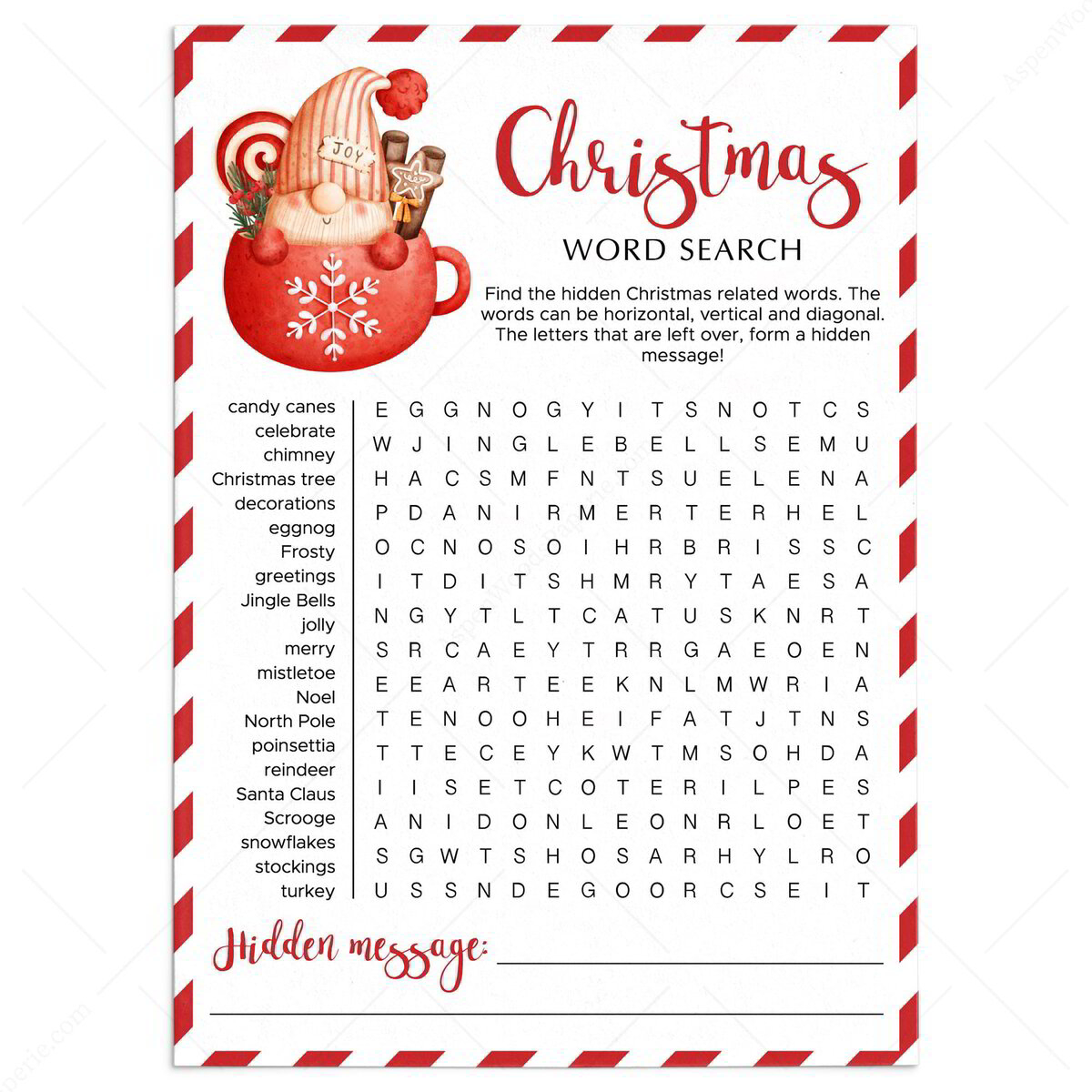 Christmas Word Search Printable With Hidden Message Printable Christmas Word Search Printable With Hidden Message Printable