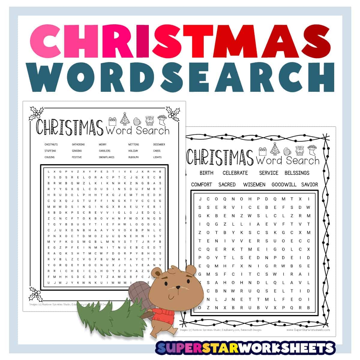 christmas word search superstar worksheets
