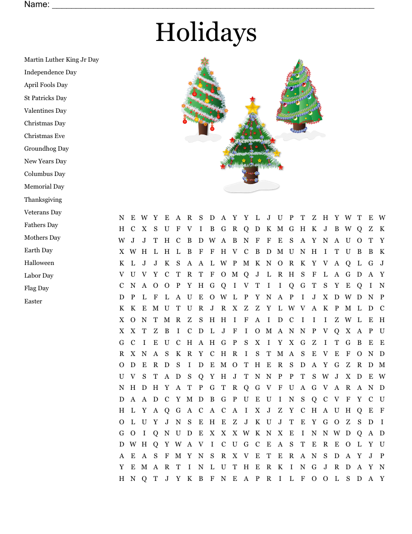 Free Printable Christmas Word Search Puzzles