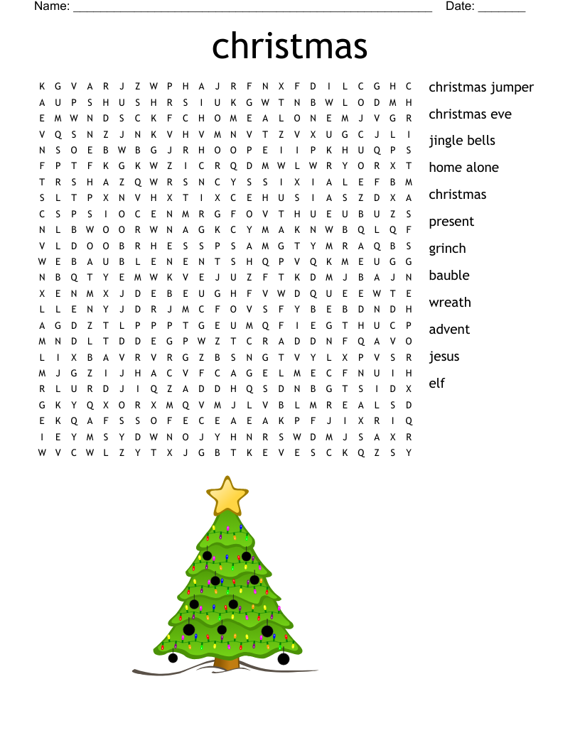 Christmas Printable Word Search