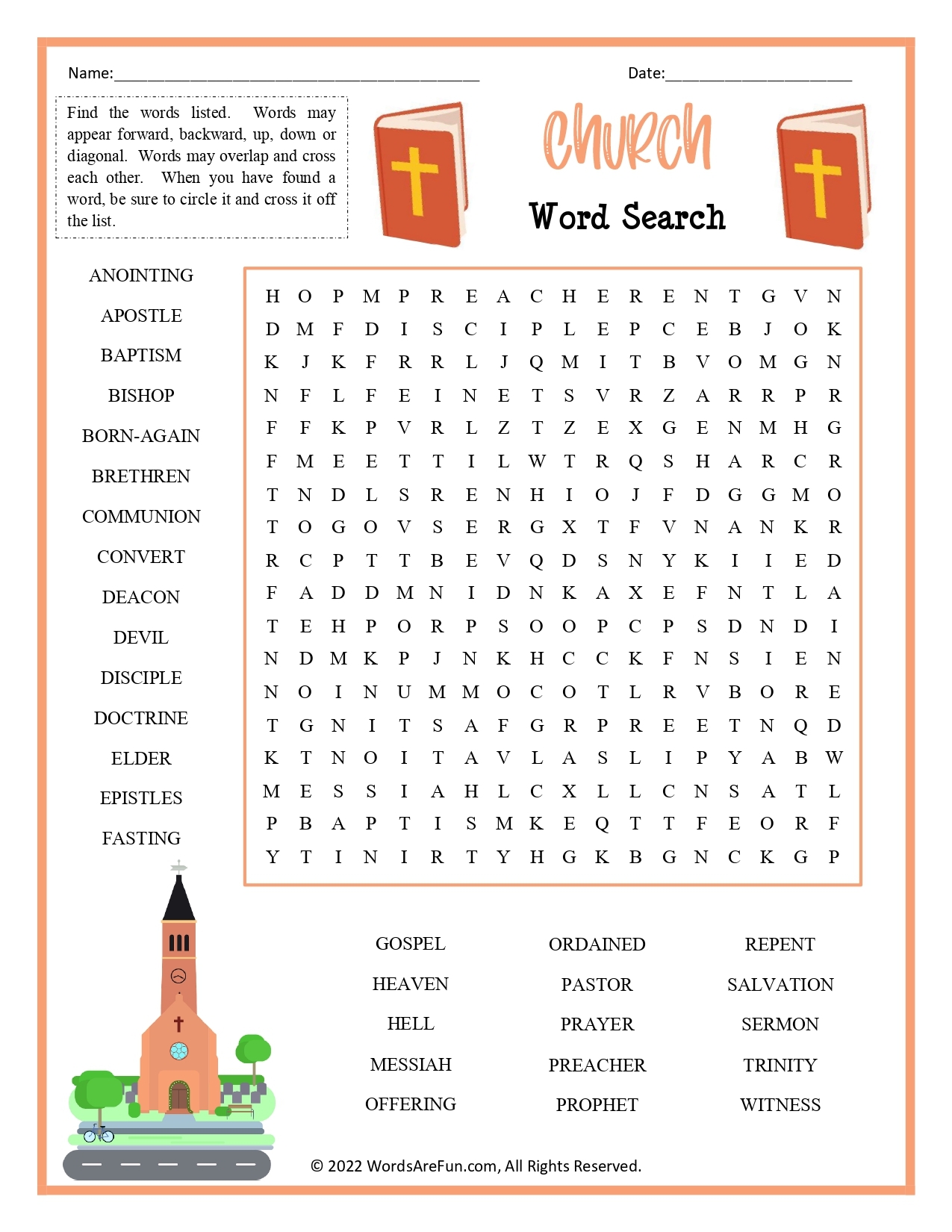 Christmas Word Search For Church
