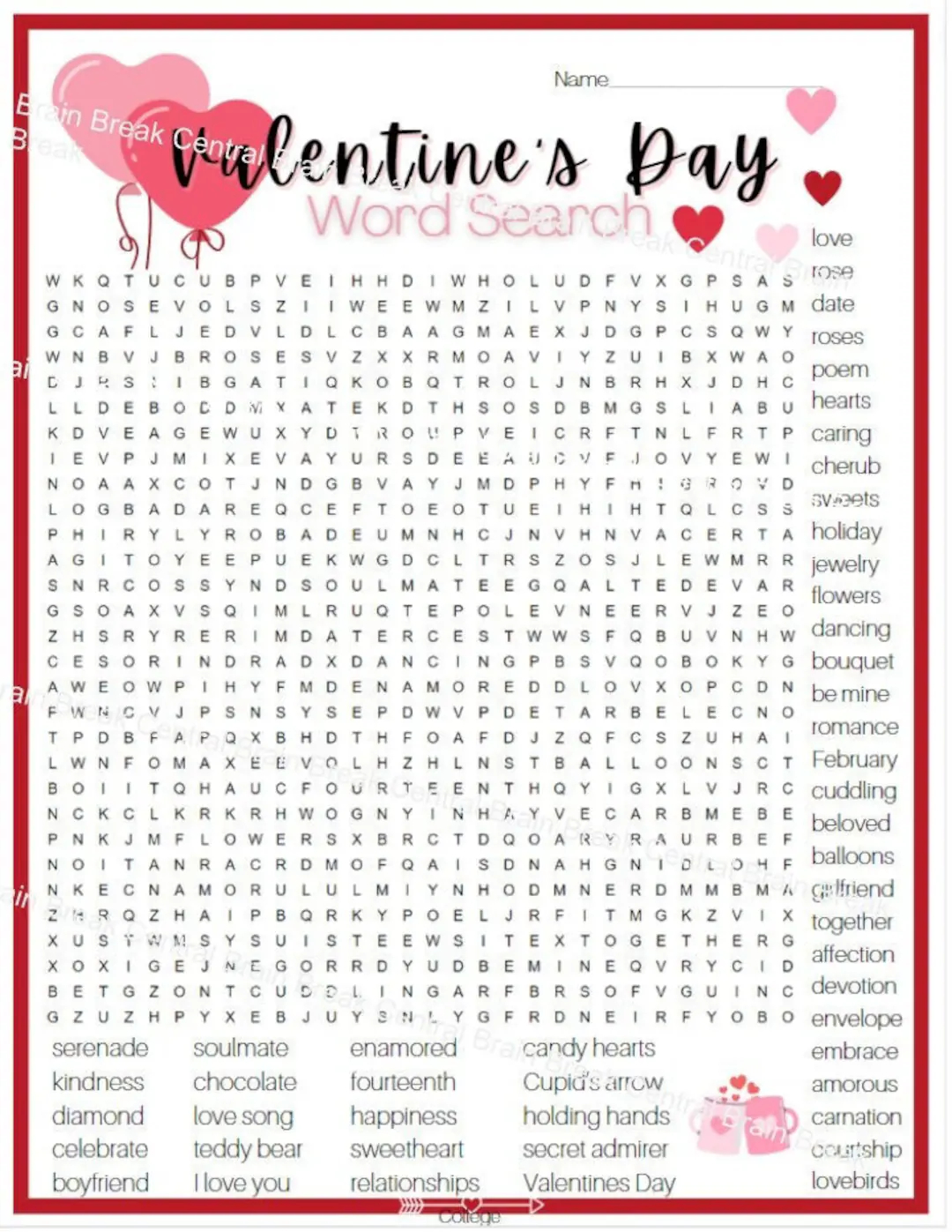 Valentine Word Search Free Printable Valentine Word Search Free Printable