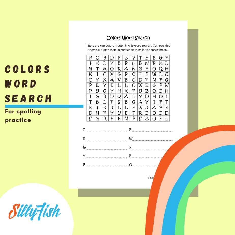 Colors Word Search US English Silly Fish Learning Colors Word Search US English Silly Fish Learning