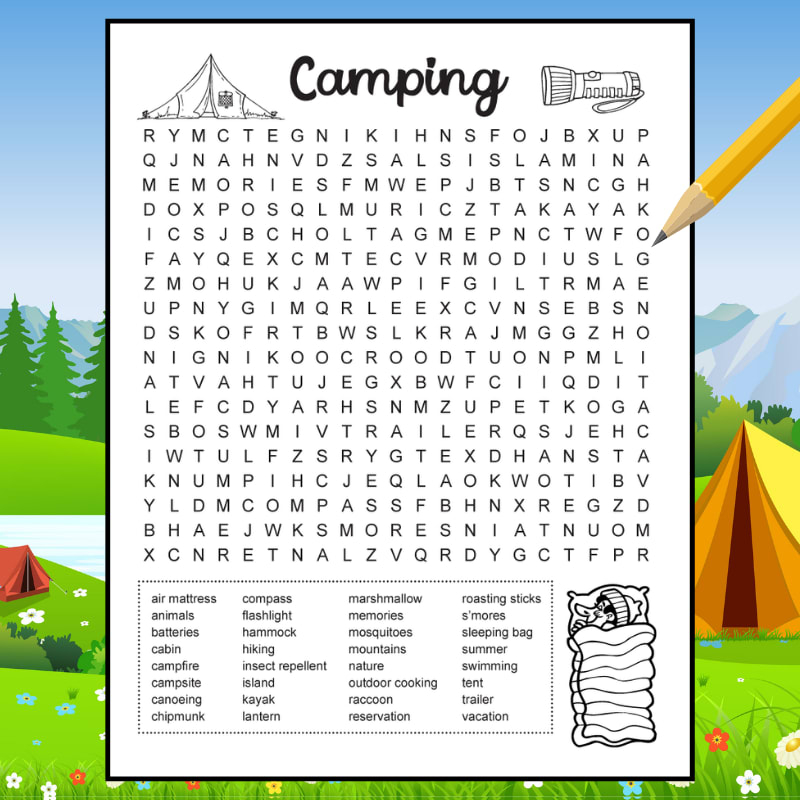 Difficult Camping Word Search Tree Valley Academy Difficult Camping Word Search Tree Valley Academy
