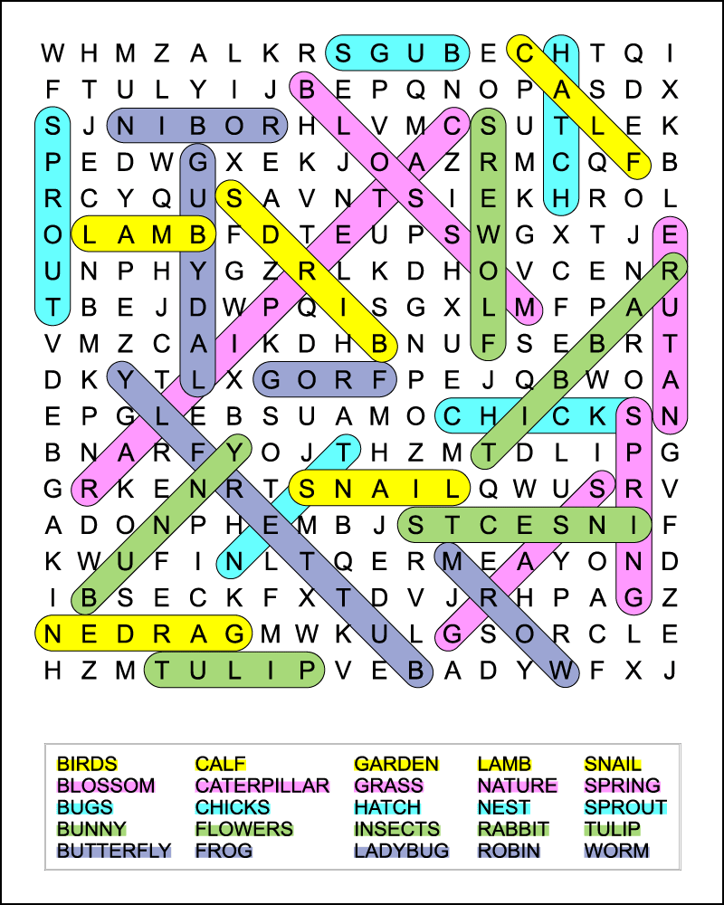 Hard Word Search Printable Spring