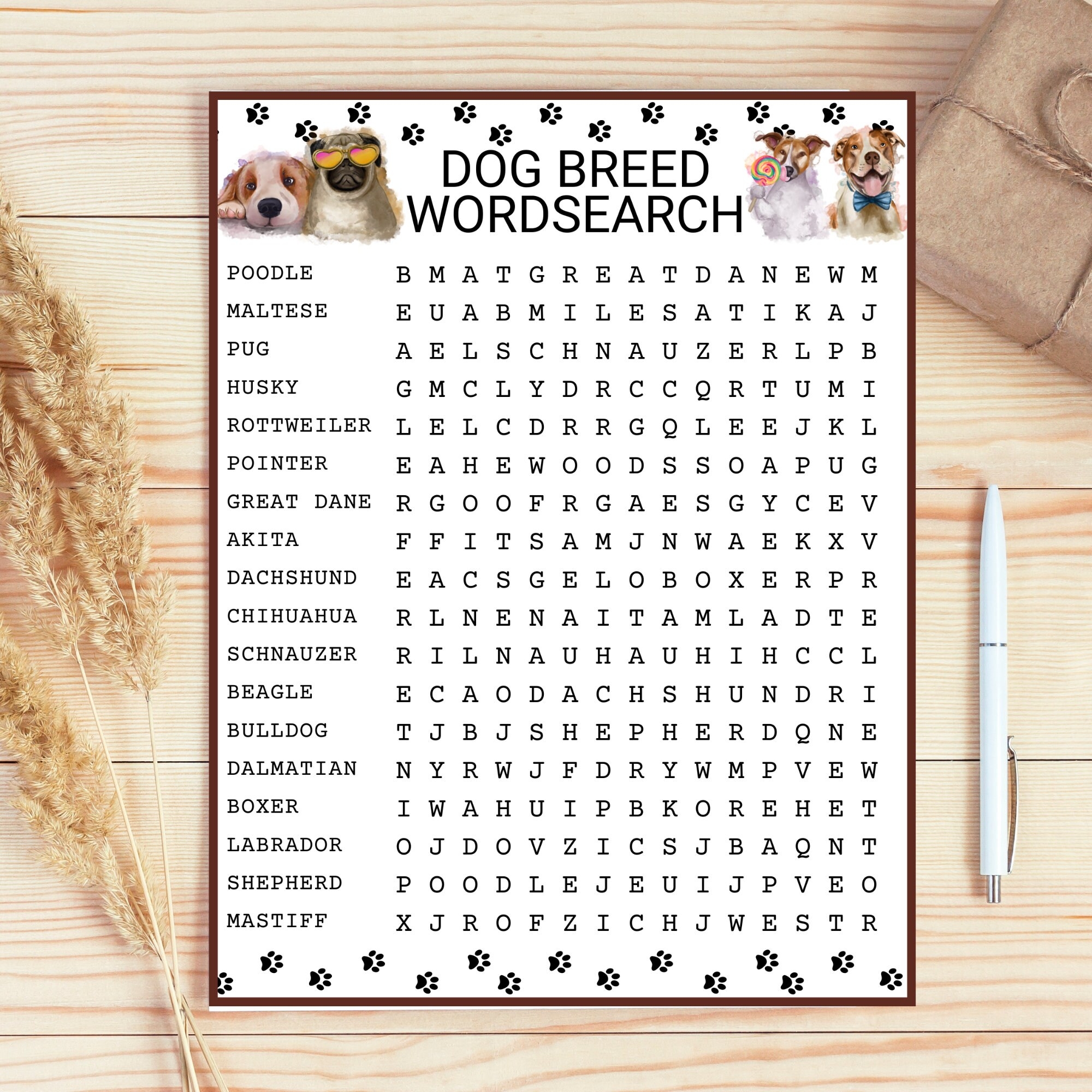 Free Printable Dog Breed Word Search