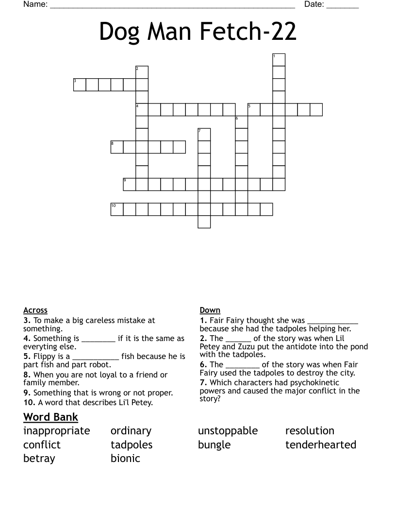 Dog Man Word Search Printable Free