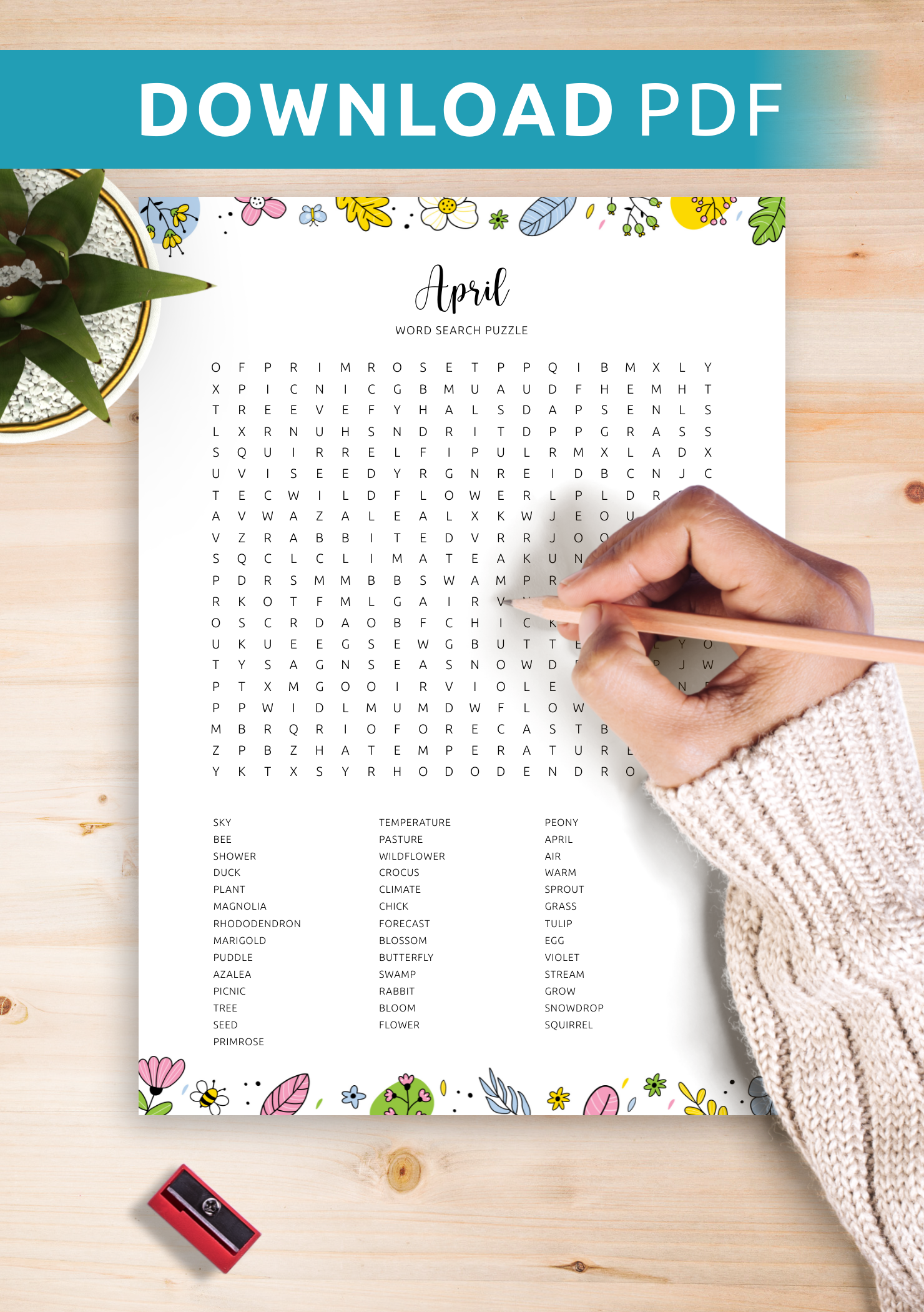 Download Printable April Word Search In PDF