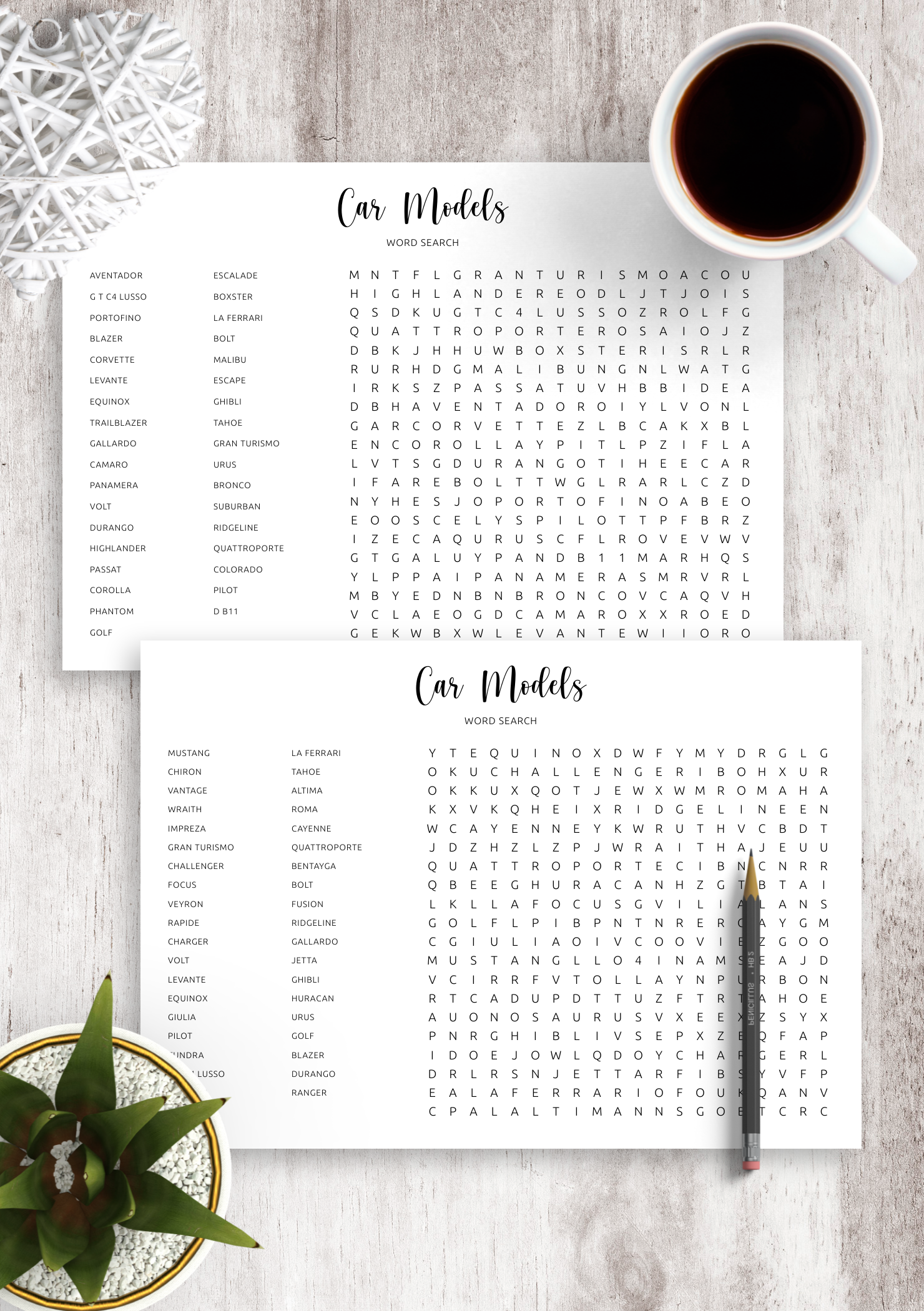 Download Printable Car Models Word Search In PDF