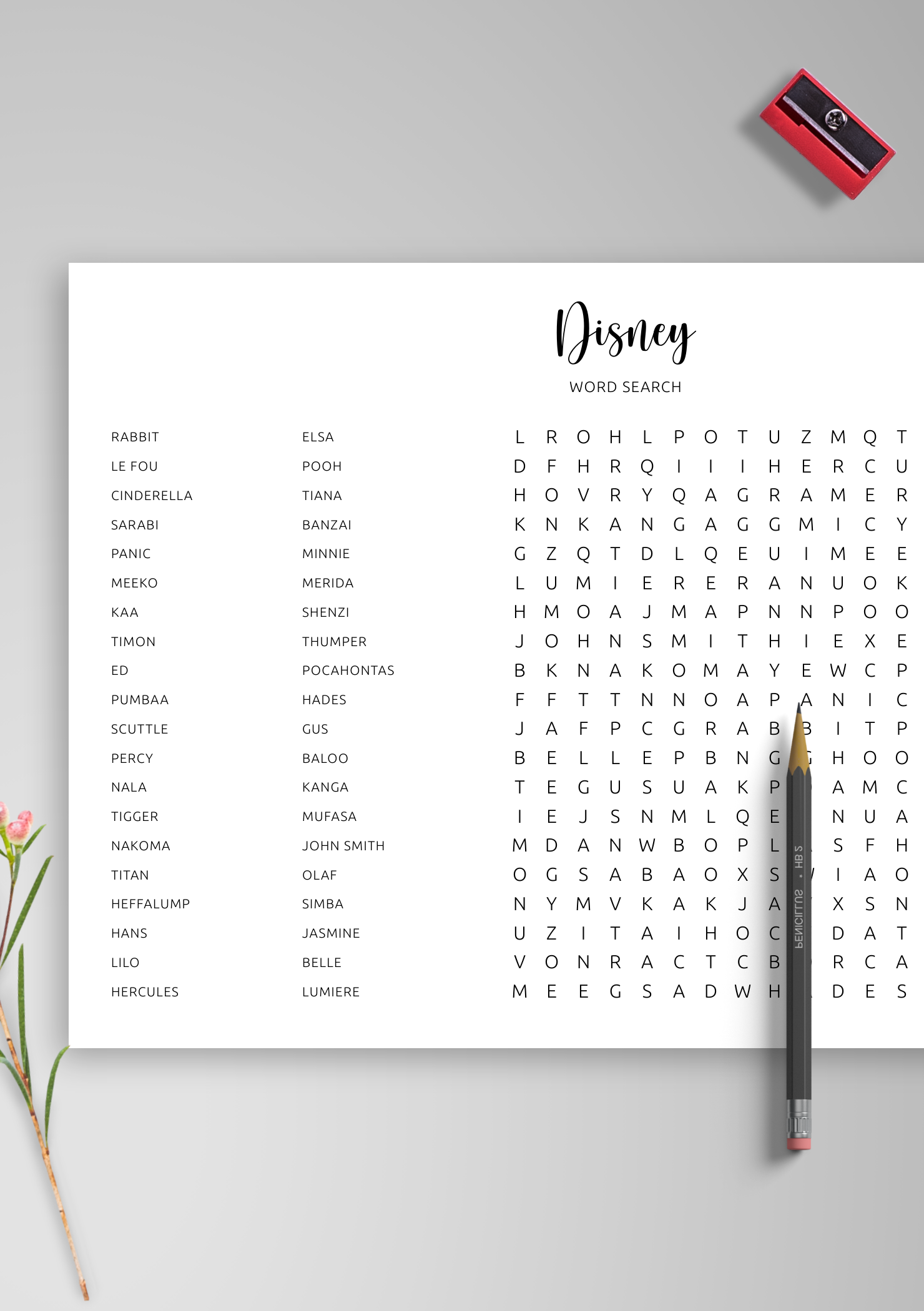 Printable Disney Word Search