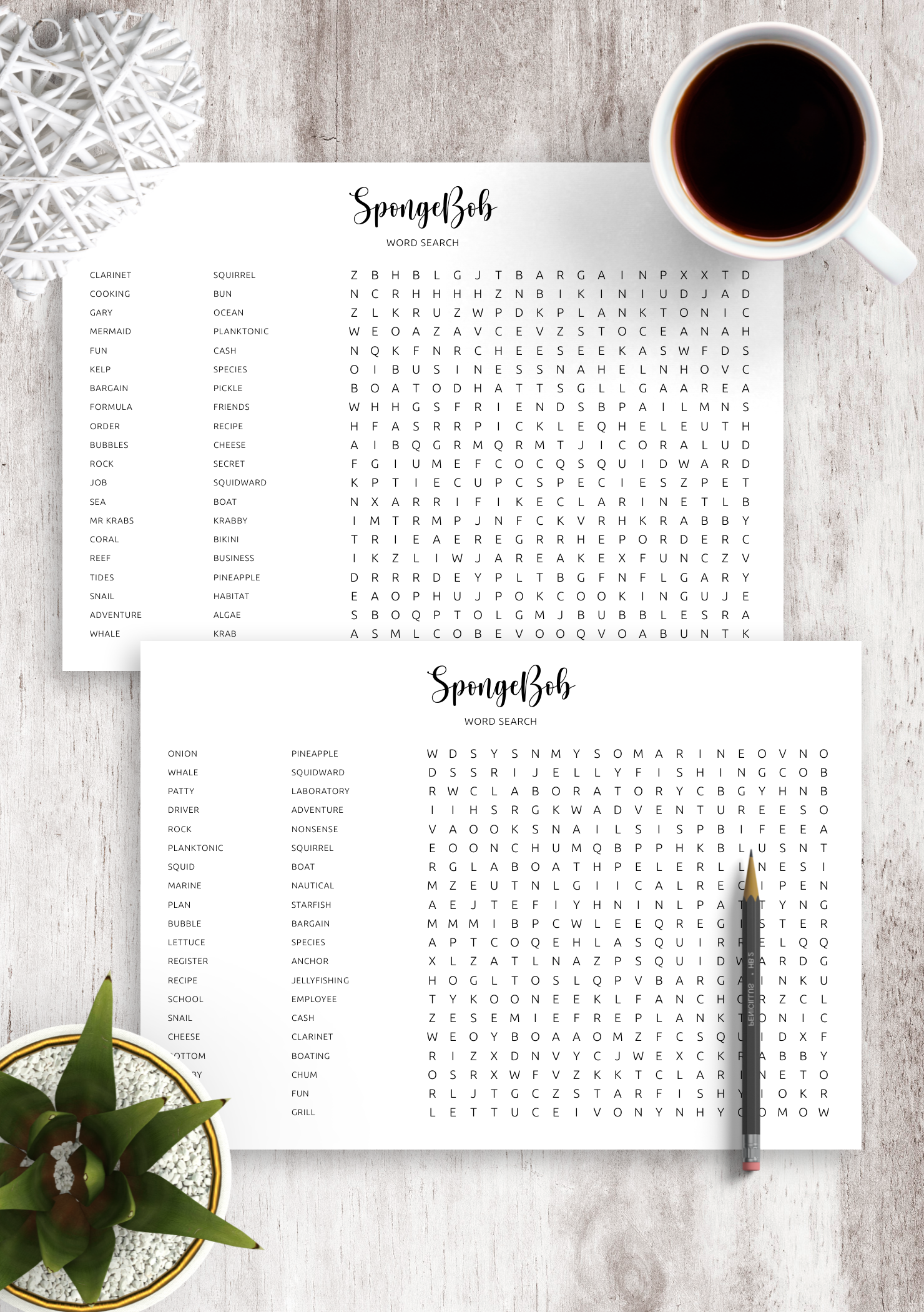 Spongebob Word Search Puzzles