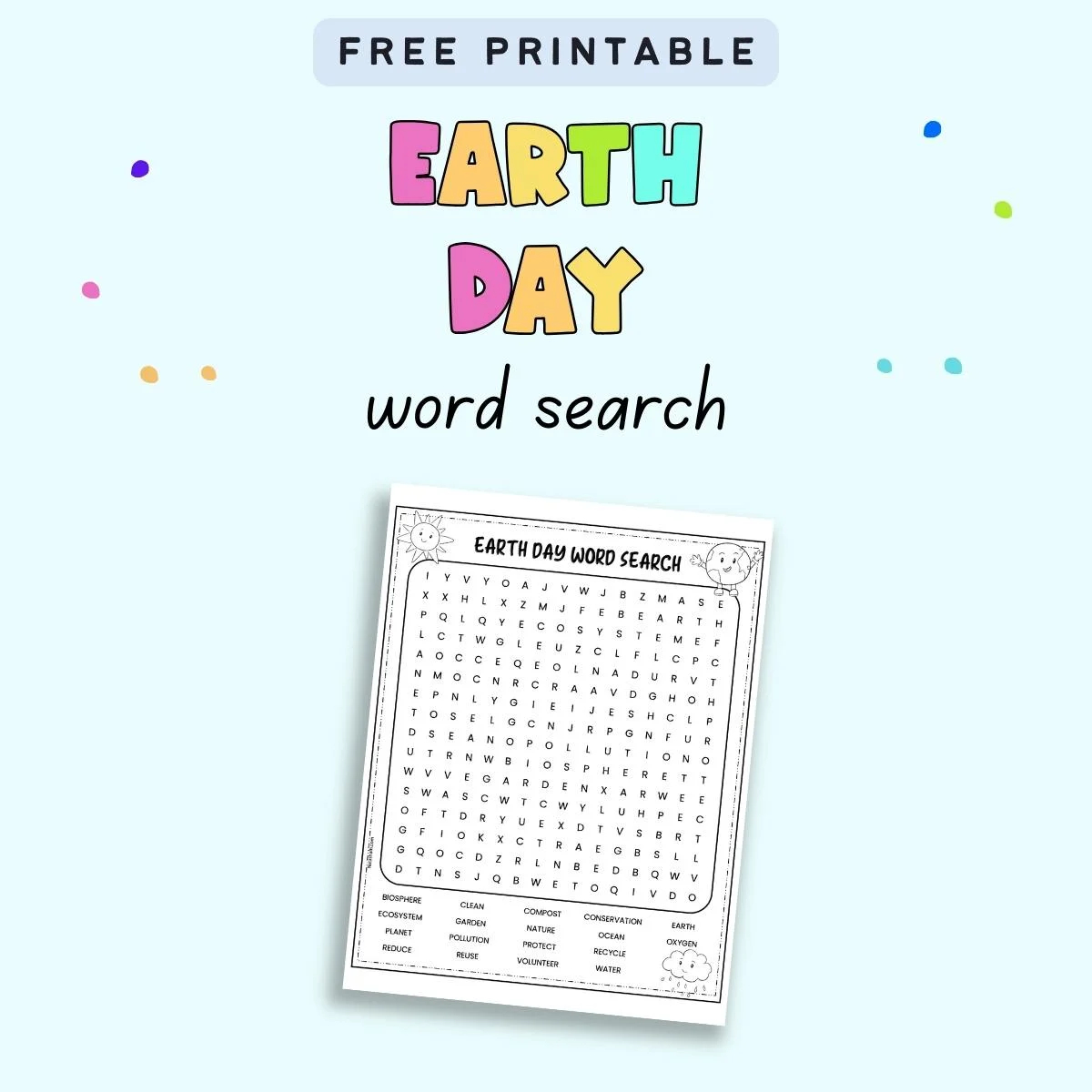 Earth Day Word Search Free Printable The Artisan Life