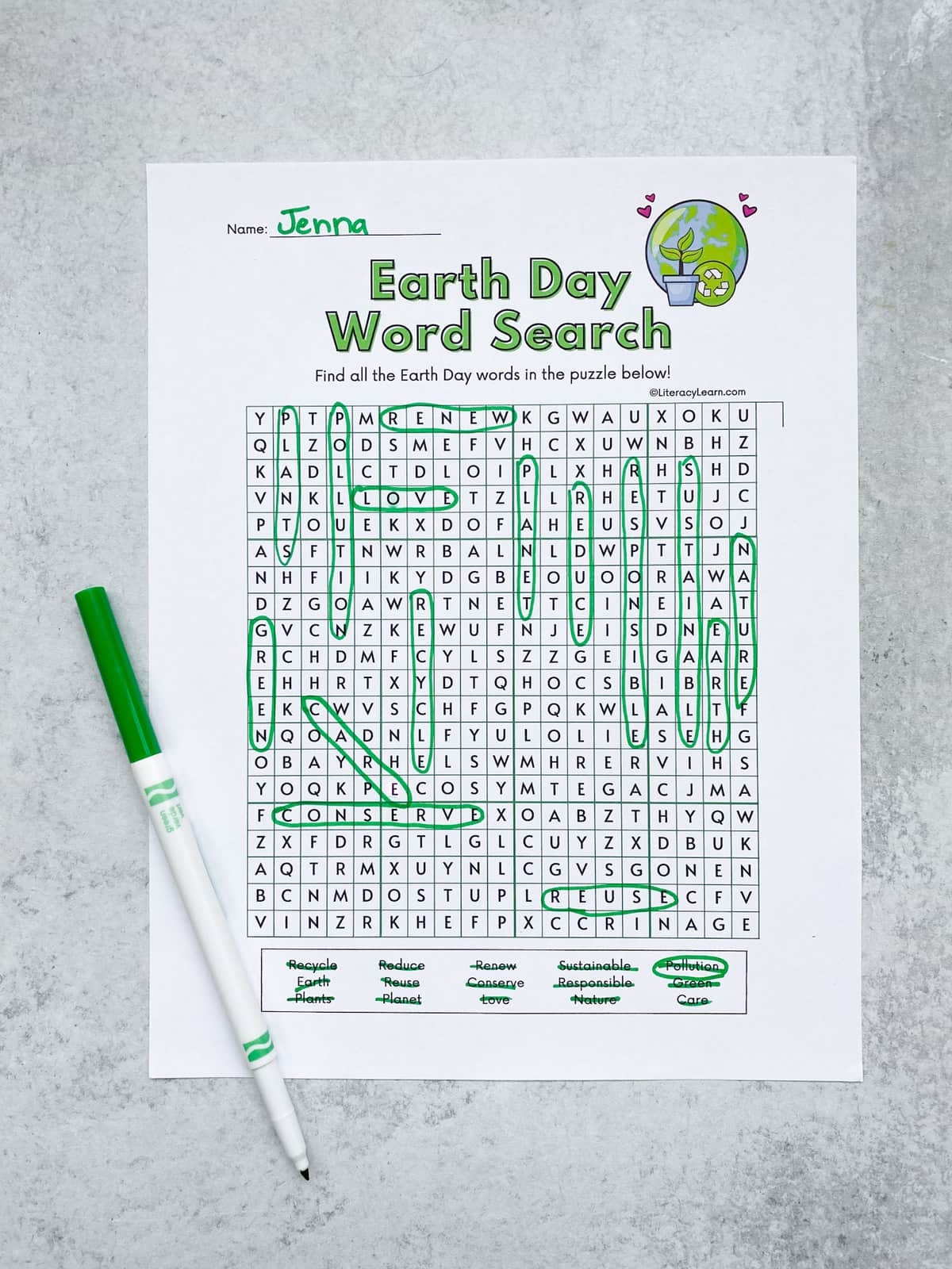 Earth Day Word Searches Free Printables Literacy Learn