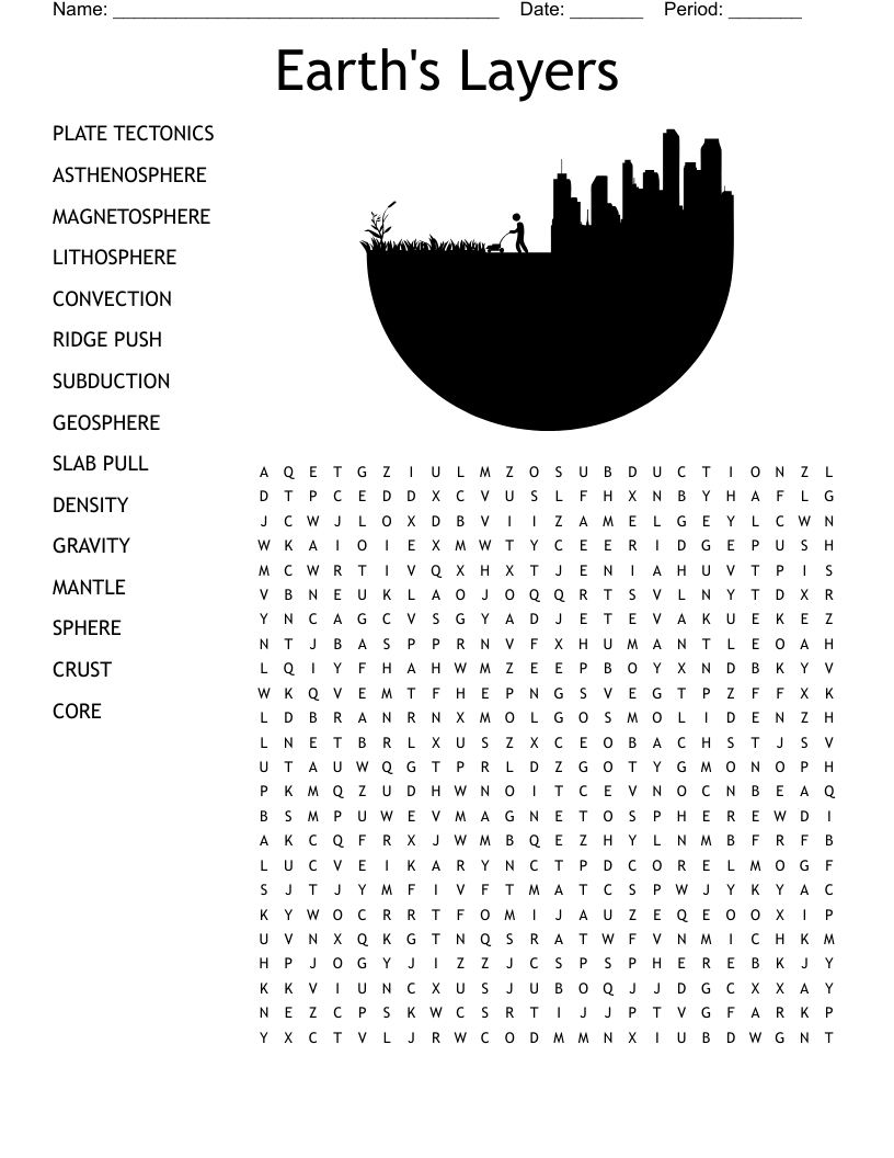 Earth s Layers Word Search WordMint Earth s Layers Word Search WordMint
