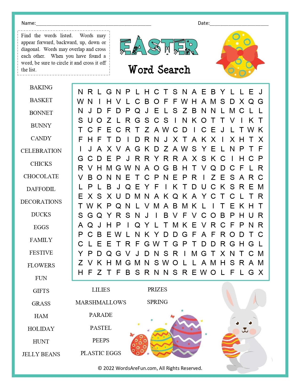 Easter Word Search For Kids Easter Word Search For Kids