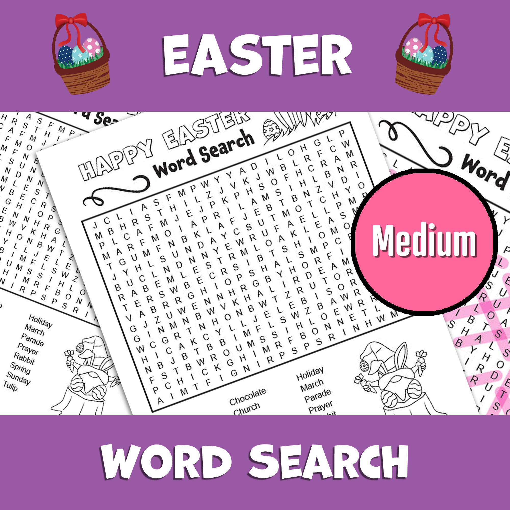Easter Word Search Puzzle Medium Spring Word Game Activity Word Find Classful