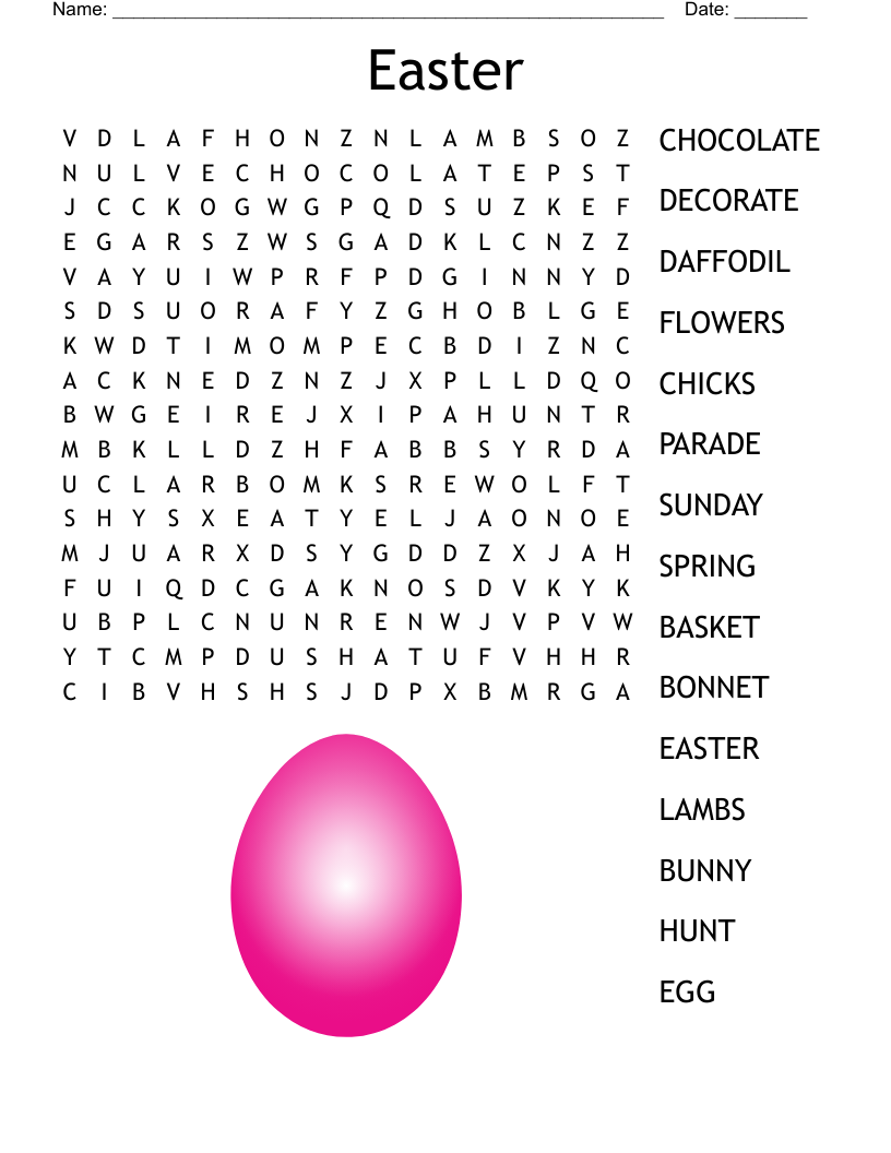 Easter Word Search WordMint Easter Word Search WordMint