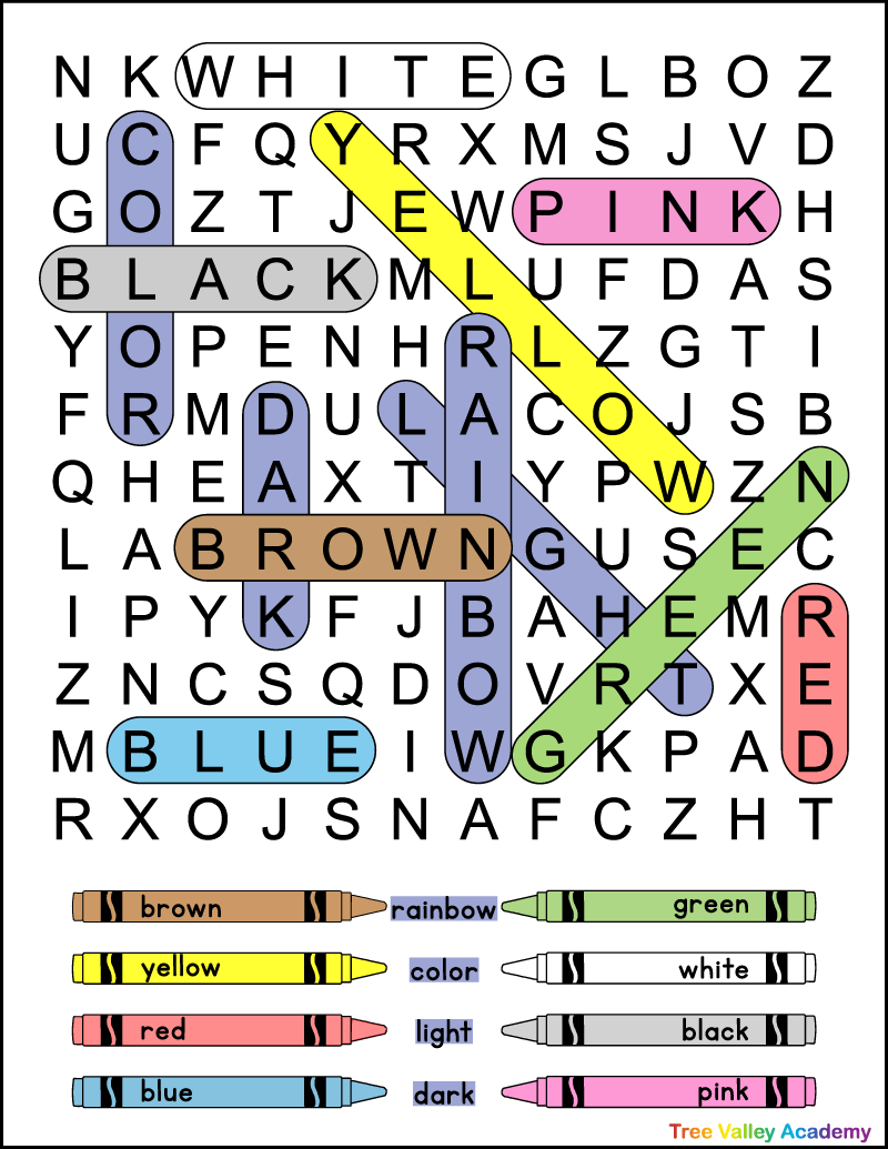 Easy Color Word Search For Kids 2nd Grade Puzzle Easy Color Word Search For Kids 2nd Grade Puzzle