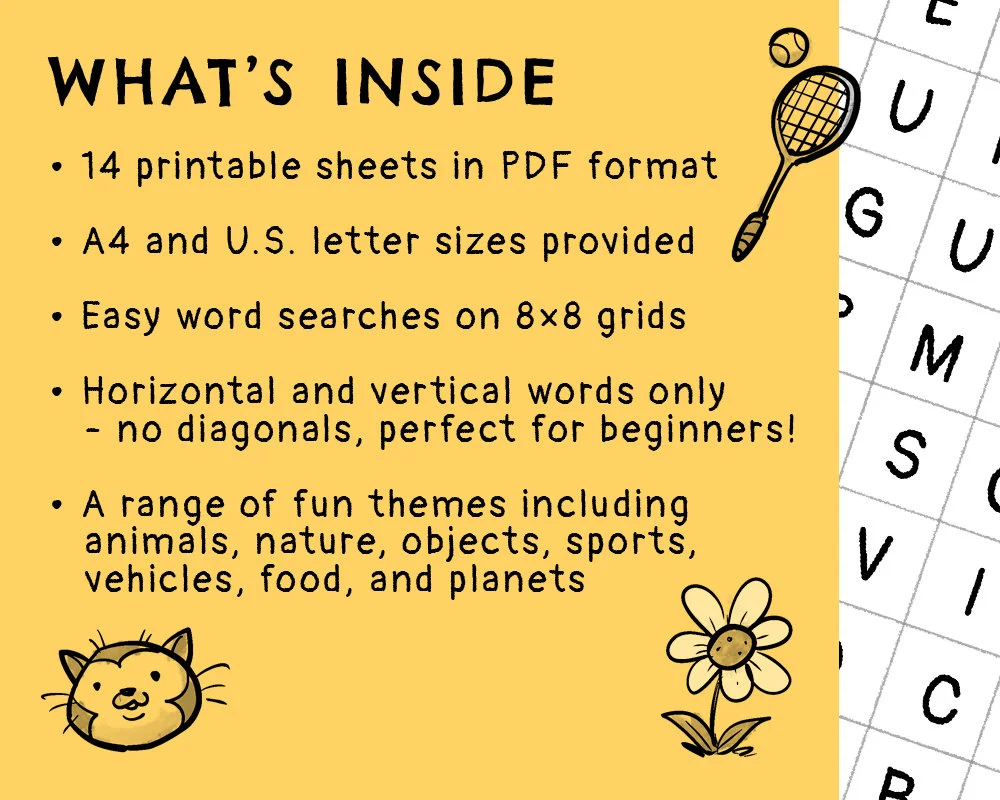 Easy Word Search Sheets For Kids 14 Printable Puzzles Instant Digital Download Children s Activity Bundle Etsy