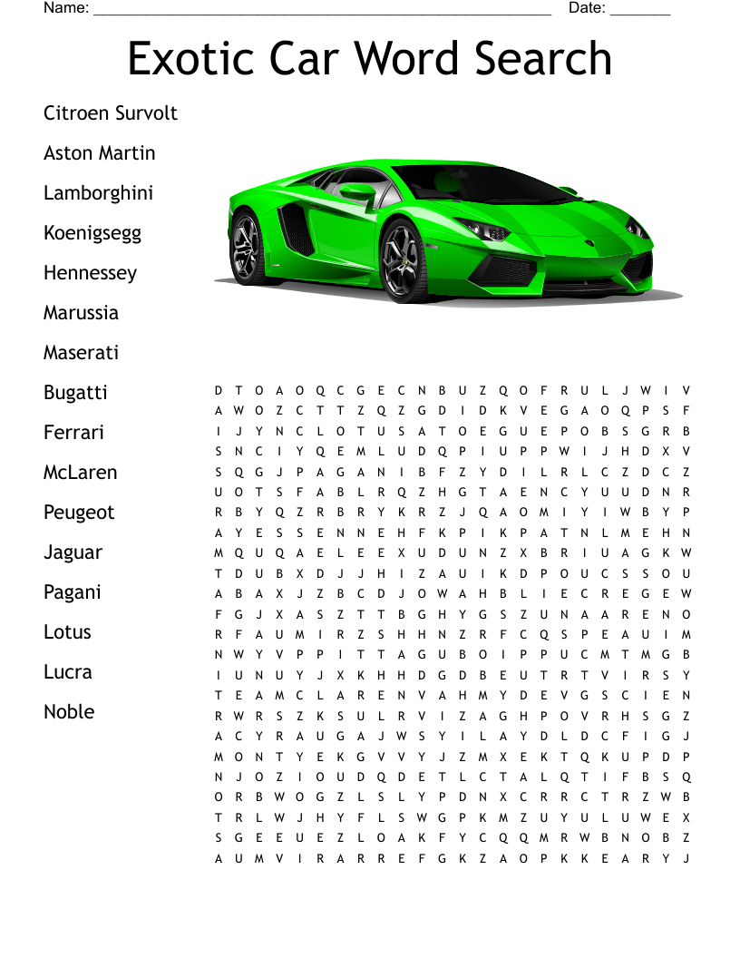 Classic Car Word Search