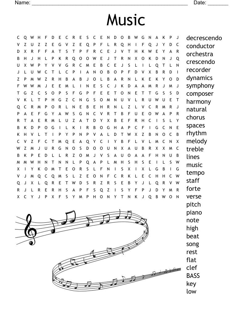 Extremely Difficult Music Word Search Forward Backward Down 