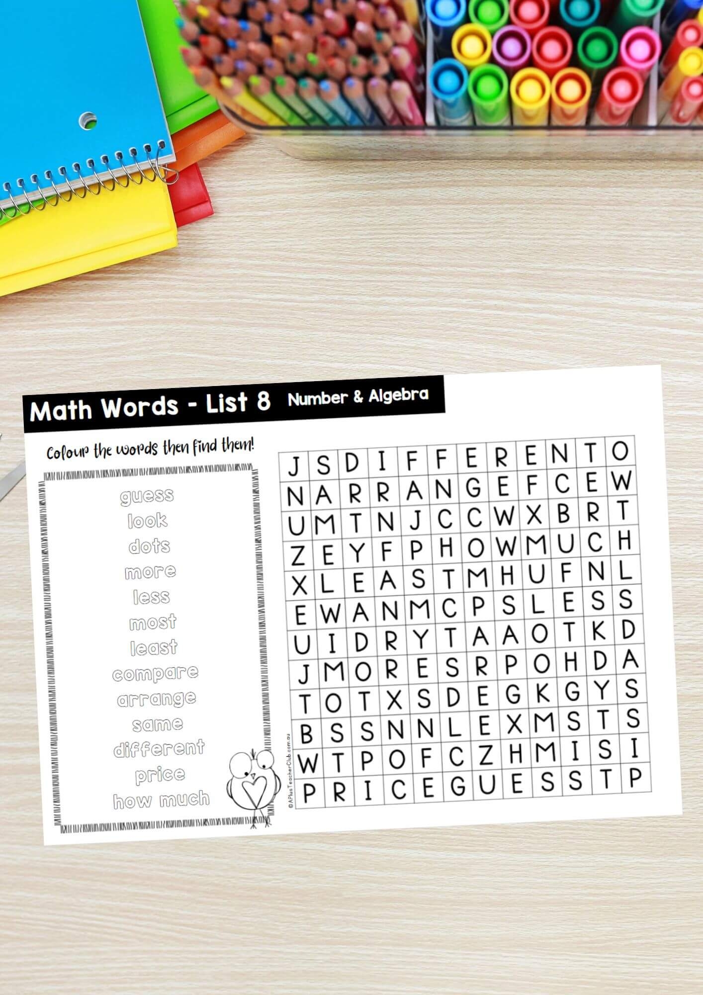 Math Words Word Search Printable