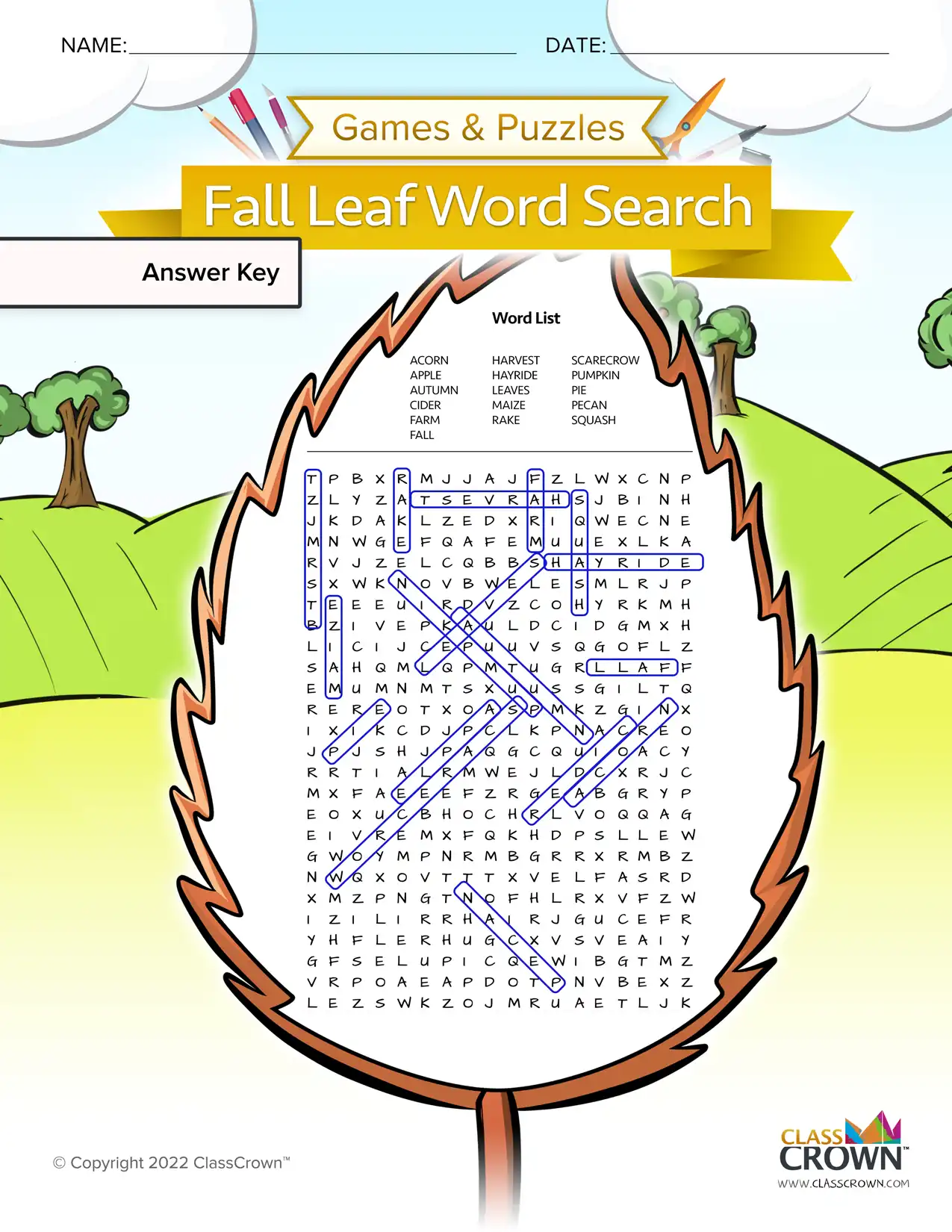 Fall Word Search Printable Pdf