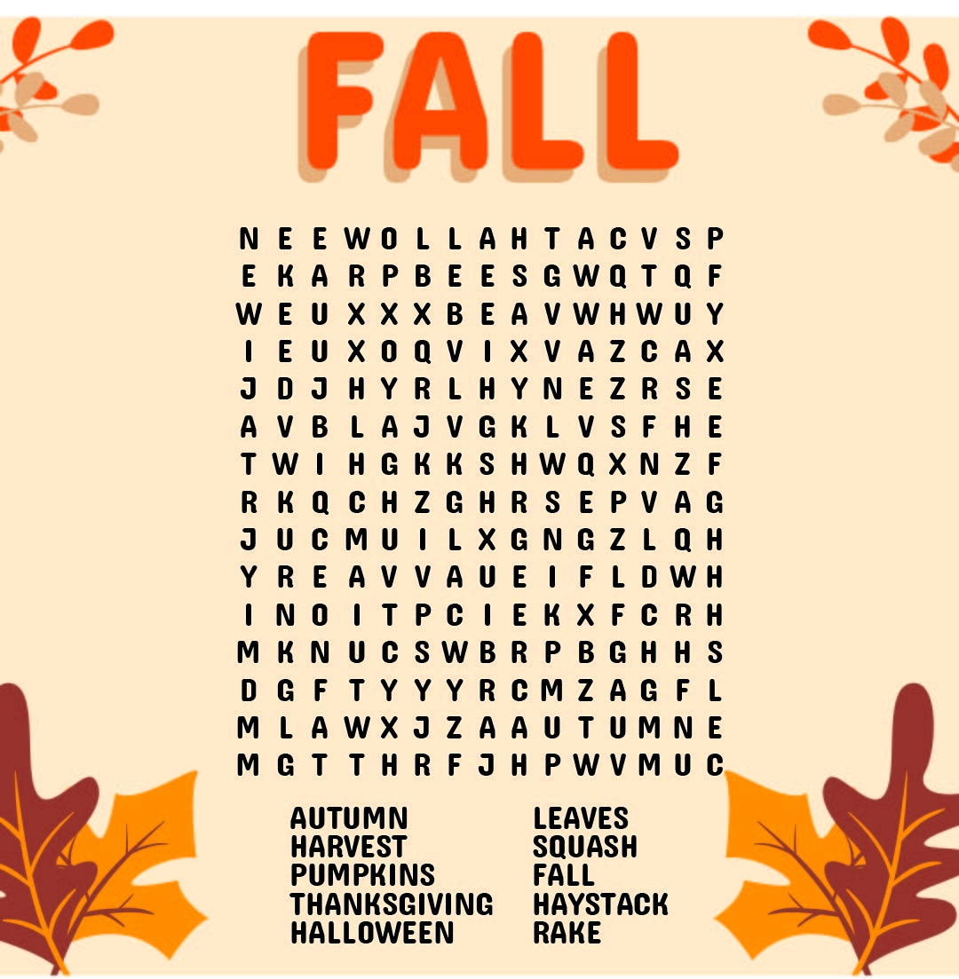 Fall Word Searches 10 Free PDF Printables Printablee