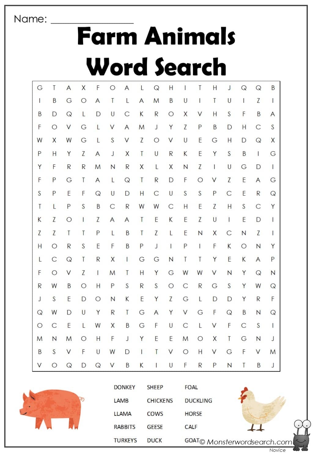 Animal Word Search Printable Adult