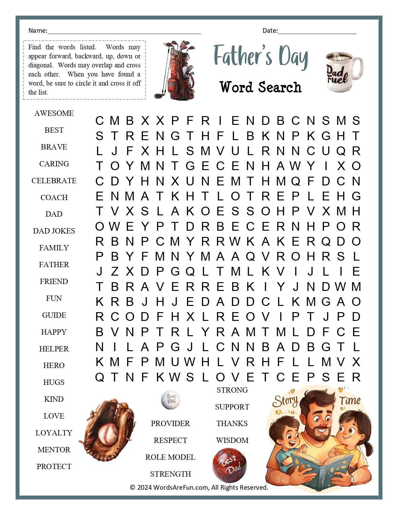 Father's Day Word Search Printable Free Father's Day Word Search Printable Free