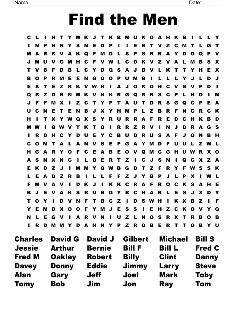 Find The Men Word Search WordMint