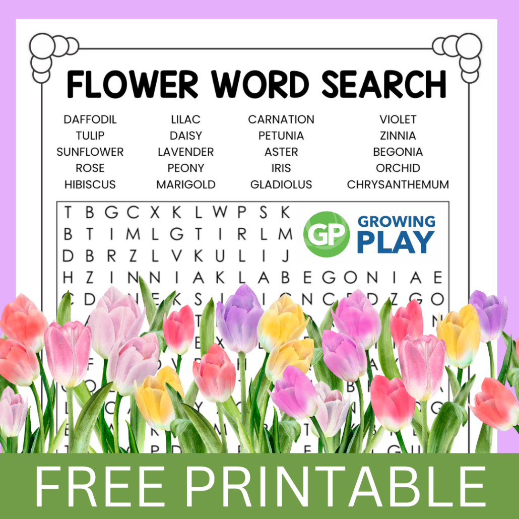 Flower Word Search Puzzle Growing Play