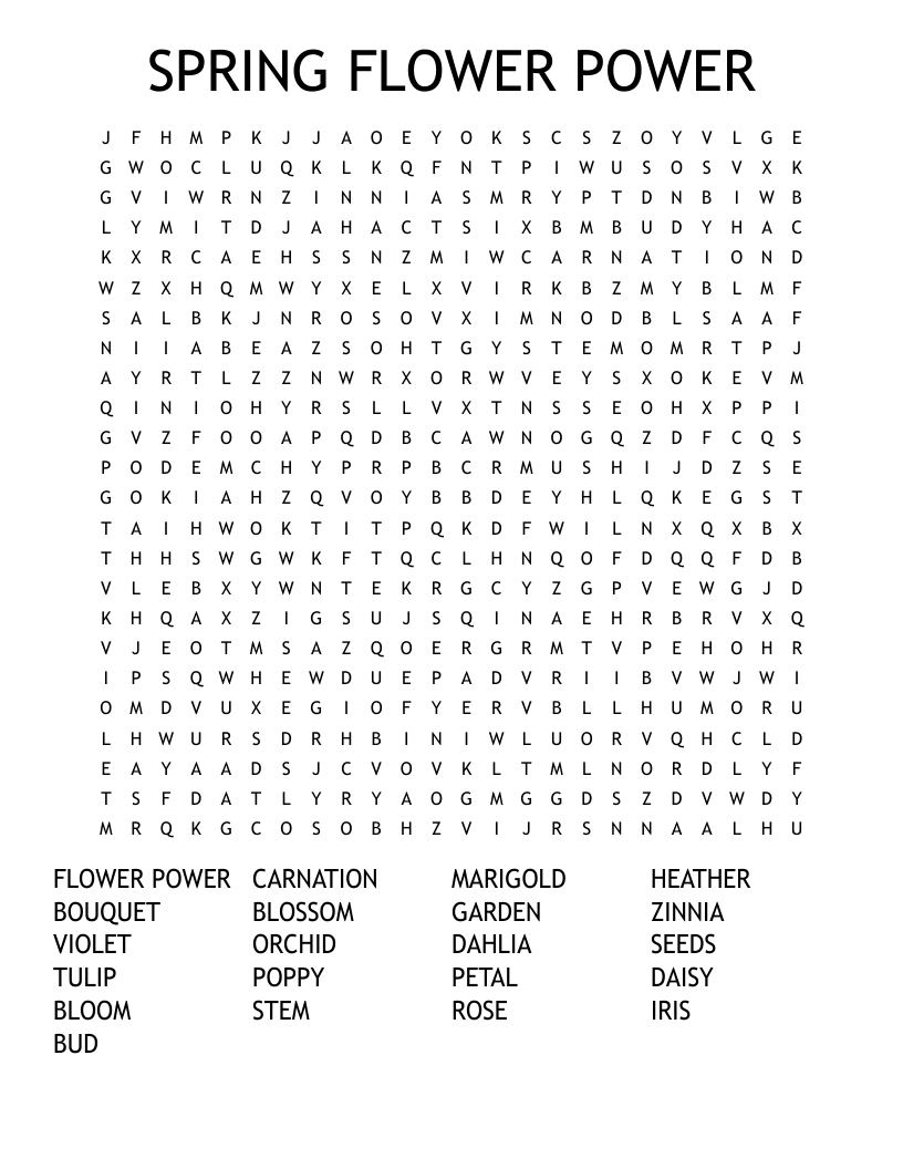 Flowers Word Search WordMint