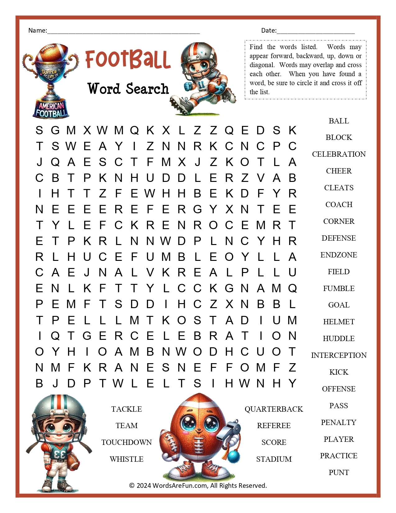 Kid Friendly Word Search Printable