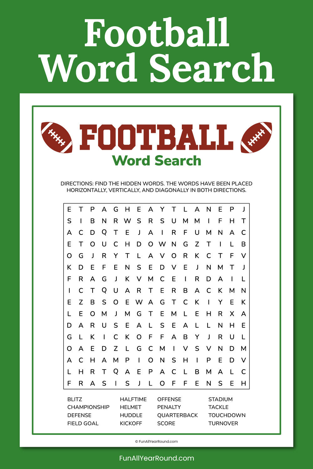 Football Word Search Fun All Year Round