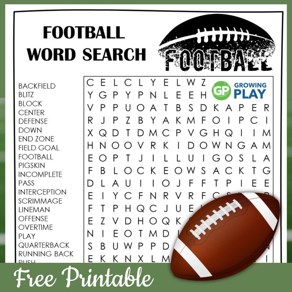 Football Word Search Printable Or