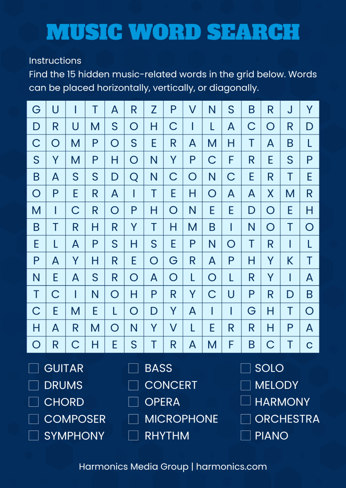 Blue Things Word Search