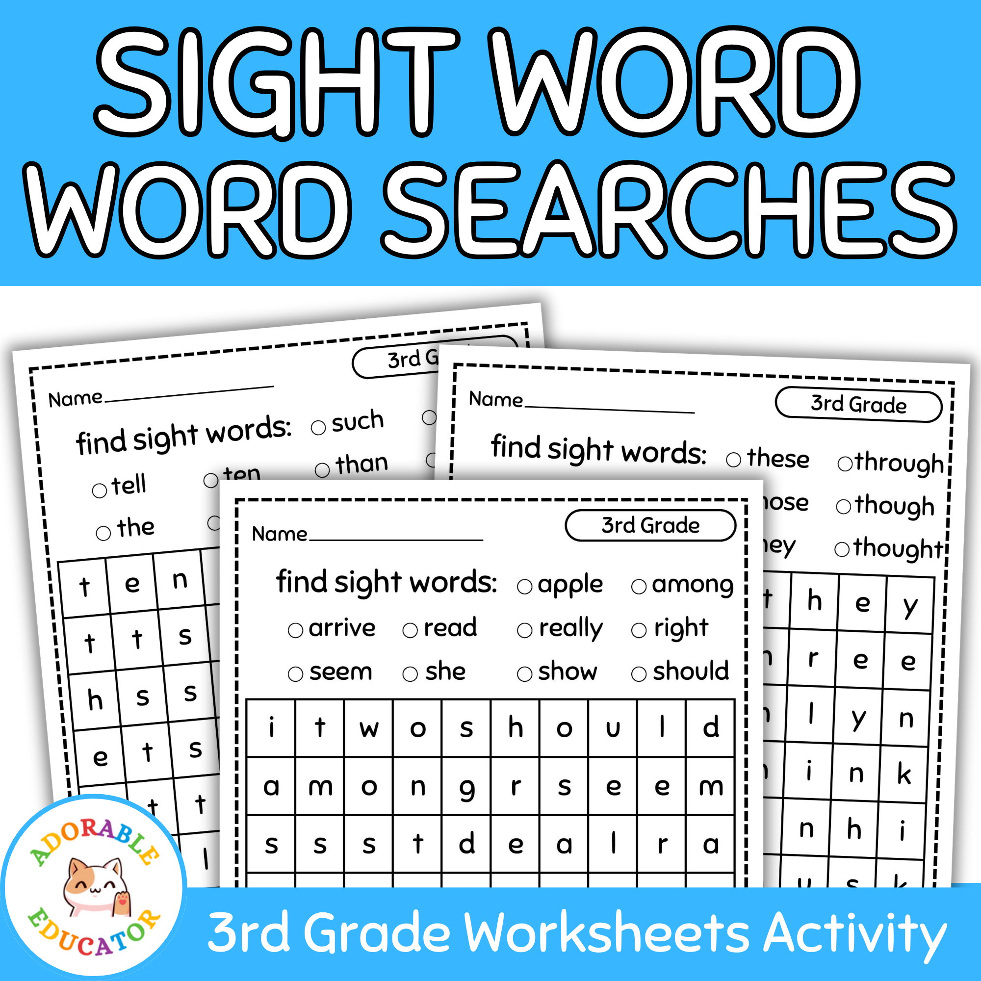 Word Search For 3rd Graders Free Printable