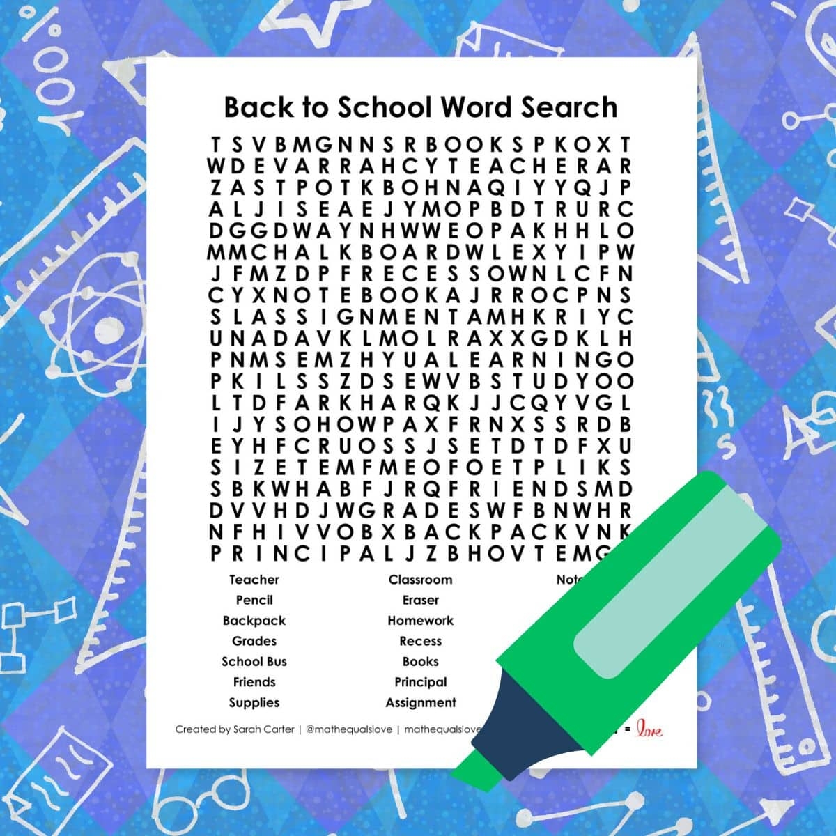 FREE Back To School Word Search Puzzle PDF 