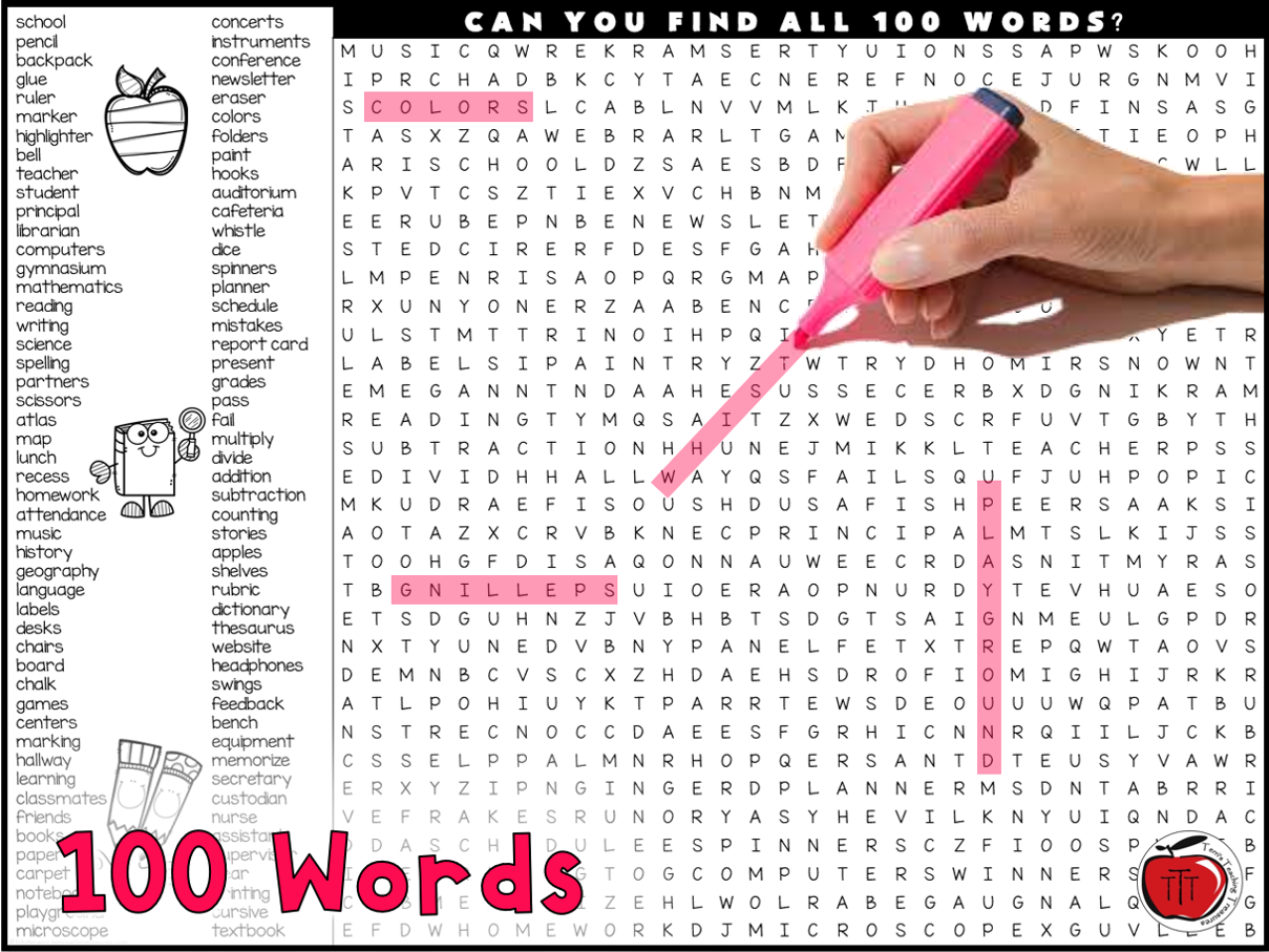 Free Back To School Word Search Terri s Teaching Treasures