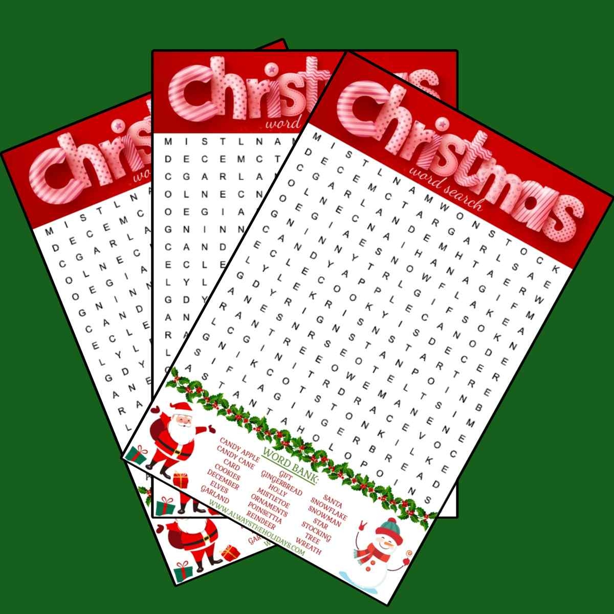 Free Christmas Word Search Printable With Answer Key Included
