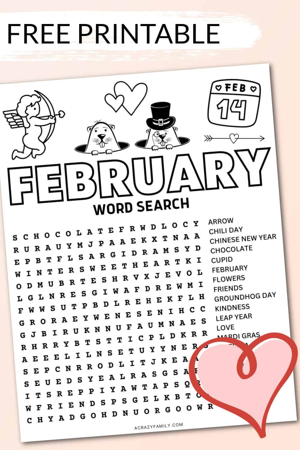Free February Word Search Printable A Crazy Family Free February Word Search Printable A Crazy Family