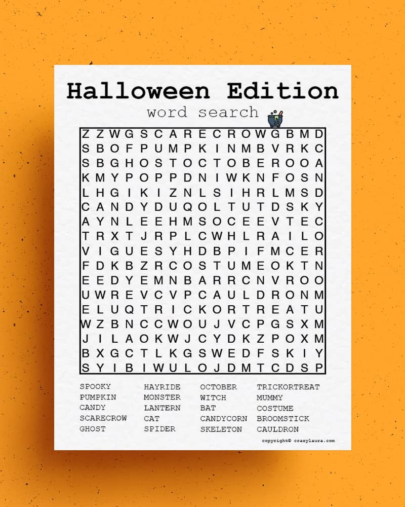 free halloween word search printable game sheets crazy laura