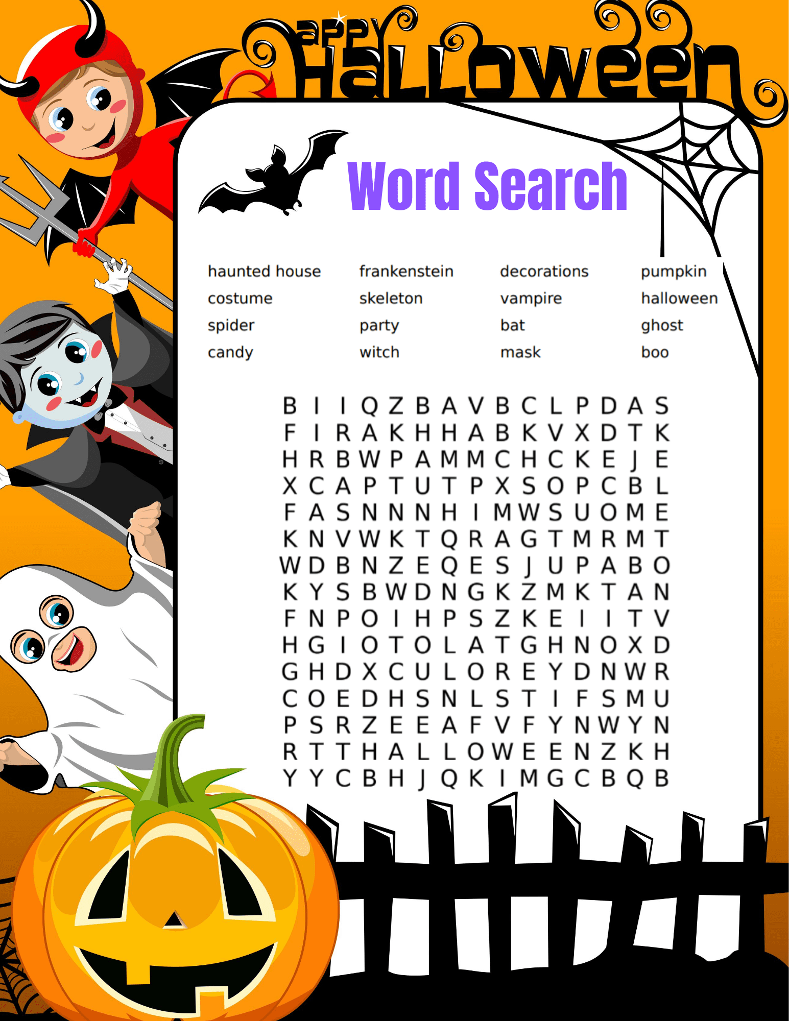 Word Search Halloween Printable
