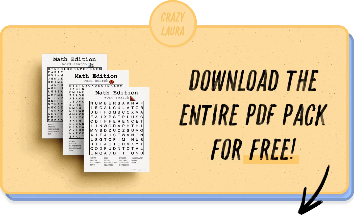 Free Math Word Search Printable Games PDF Sheets Crazy Laura