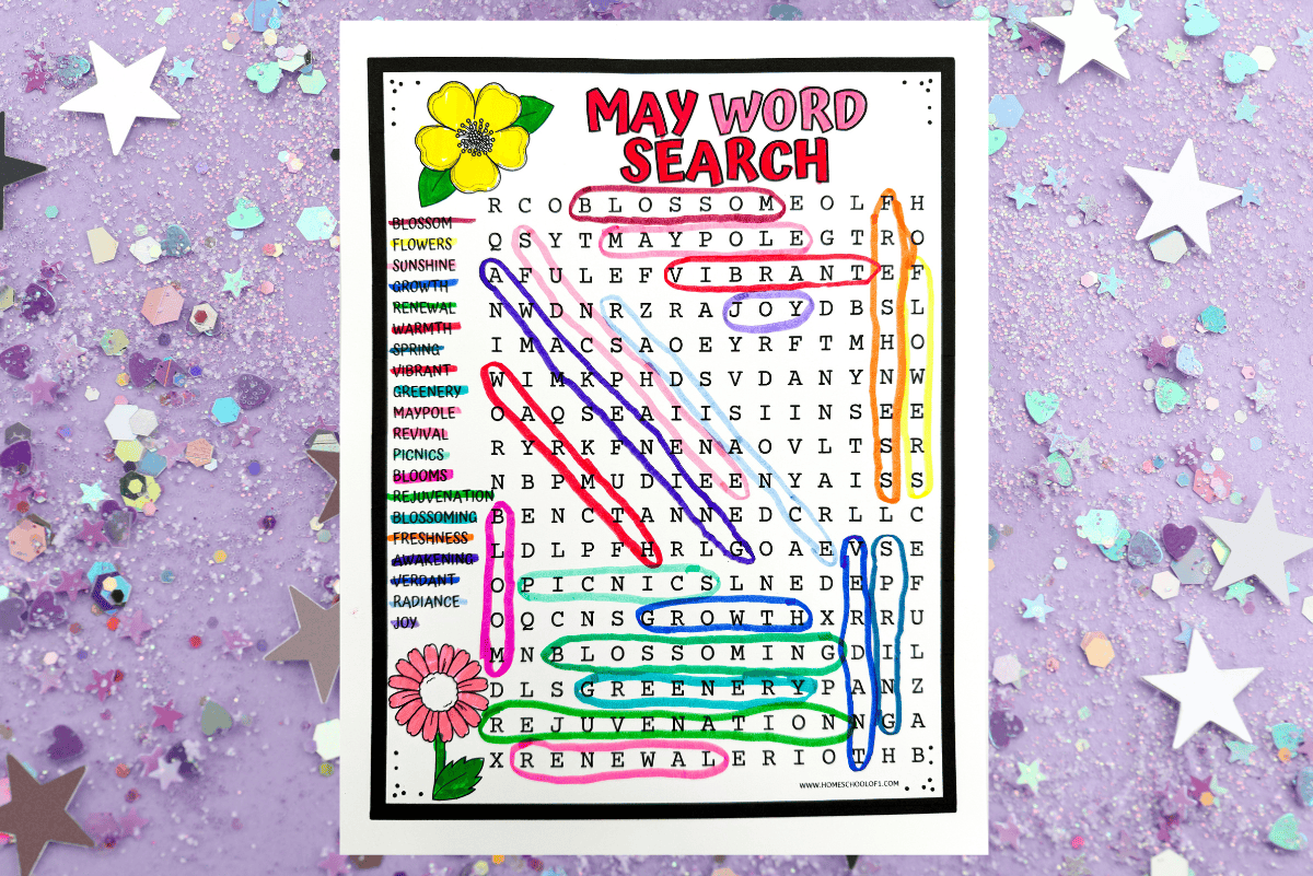 Free May Word Search Printable For Kids