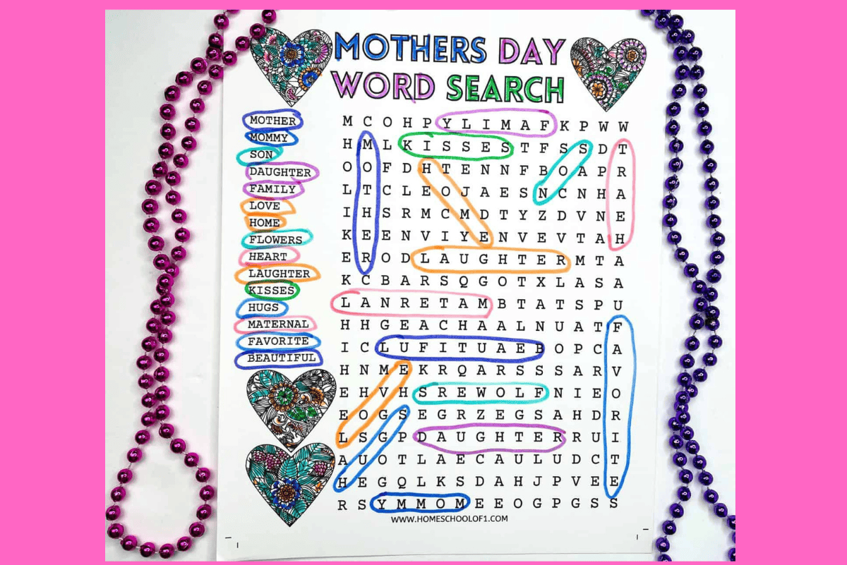 Mother's Day Word Search Puzzles Printable